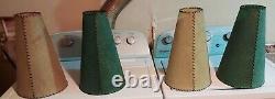 Vintage MCM Cone Lamp Shades Fiberglass 14x9x4 Green & Tan LOT OF FOUR