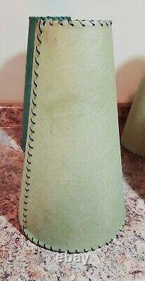Vintage MCM Cone Lamp Shades Fiberglass 14x9x4 Green & Tan LOT OF FOUR