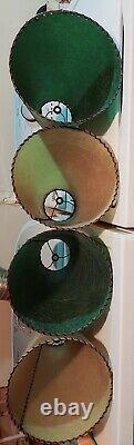 Vintage MCM Cone Lamp Shades Fiberglass 14x9x4 Green & Tan LOT OF FOUR