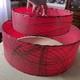 Vintage Mcm Fiberglass 2-tier Whip Stitch Lamp Shade Red With Black Gold