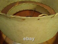 Vintage MCM Fiberglass 2 Tier Whip Stitch Lamp Shade With Bird Butterfly Branch