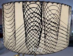 Vintage MCM Fiberglass Lamp Shade Mid Century Modern 50s Beige Black White Round