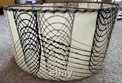 Vintage MCM Fiberglass Lamp Shade Mid Century Modern 50s Beige Black White Round