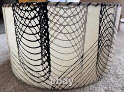 Vintage MCM Fiberglass Lamp Shade Mid Century Modern 50s Beige Black White Round