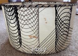 Vintage MCM Fiberglass Lamp Shade Mid Century Modern 50s Beige Black White Round