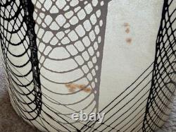 Vintage MCM Fiberglass Lamp Shade Mid Century Modern 50s Beige Black White Round