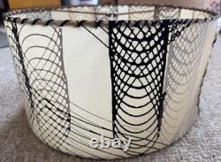 Vintage MCM Fiberglass Lamp Shade Mid Century Modern 50s Beige Black White Round