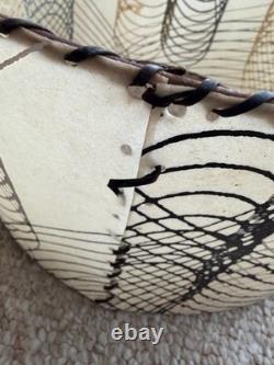 Vintage MCM Fiberglass Lamp Shade Mid Century Modern 50s Beige Black White Round