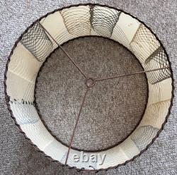 Vintage MCM Fiberglass Lamp Shade Mid Century Modern 50s Beige Black White Round