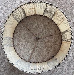 Vintage MCM Fiberglass Lamp Shade Mid Century Modern 50s Beige Black White Round
