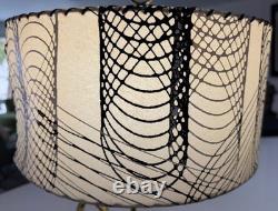 Vintage MCM Fiberglass Lamp Shade Mid Century Modern 50s Beige Black White Round