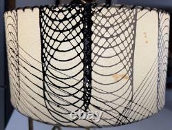 Vintage MCM Fiberglass Lamp Shade Mid Century Modern 50s Beige Black White Round