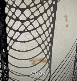 Vintage MCM Fiberglass Lamp Shade Mid Century Modern 50s Beige Black White Round