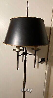 Vintage MCM French Bouillotte 3 Bulb Metal Black Floor Lamp Mansion