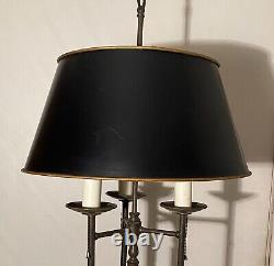 Vintage MCM French Bouillotte 3 Bulb Metal Black Floor Lamp Mansion