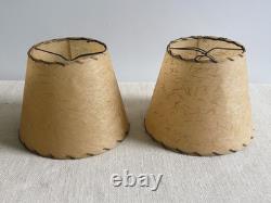 Vintage MCM Gold Strand Fiberglass Round Tapered Clip-On Lamp Shades 1950s
