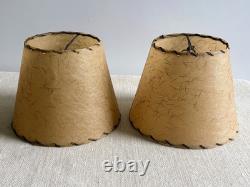 Vintage MCM Gold Strand Fiberglass Round Tapered Clip-On Lamp Shades 1950s