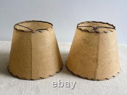Vintage MCM Gold Strand Fiberglass Round Tapered Clip-On Lamp Shades 1950s