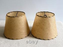 Vintage MCM Gold Strand Fiberglass Round Tapered Clip-On Lamp Shades 1950s