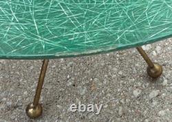 Vintage MCM Green Fiberglass Tripod Atomic Lamp Mid Century Modern UFO Saucer