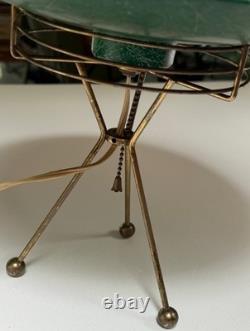 Vintage MCM Green Fiberglass Tripod Atomic Lamp Mid Century Modern UFO Saucer