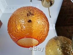 Vintage MCM Mid Century Modern Triple Pendant Swag Lamp 3 Colors Ball Shades Wow