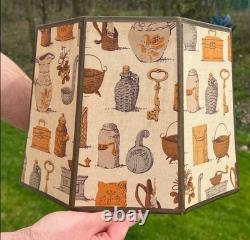 Vintage MCM Octagonal Early American Americana Colonial Style Fabric Lampshade