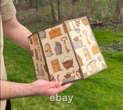 Vintage MCM Octagonal Early American Americana Colonial Style Fabric Lampshade