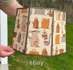 Vintage MCM Octagonal Early American Americana Colonial Style Fabric Lampshade