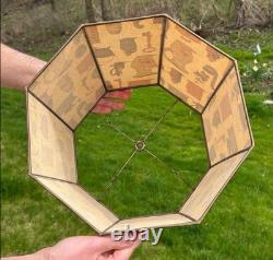 Vintage MCM Octagonal Early American Americana Colonial Style Fabric Lampshade