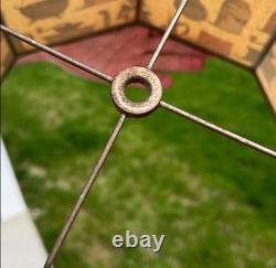 Vintage MCM Octagonal Early American Americana Colonial Style Fabric Lampshade