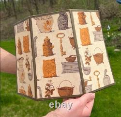 Vintage MCM Octagonal Early American Americana Colonial Style Fabric Lampshade