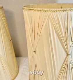 Vintage MCM Pinch Pleat 15 Drum Lamp Shade Hollywood Regency Gold and Lace Trim