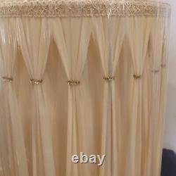 Vintage MCM Pinch Pleat 17 Drum Lamp Shade Hollywood Regency Gold and Lace Trim