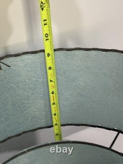 Vintage MCM Table Lamp Turquoise Fiberglass Tier Shade Gold Accordion Geometric