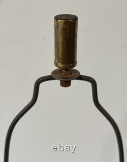 Vintage MCM Table Lamp Turquoise Fiberglass Tier Shade Gold Accordion Geometric