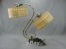 Vintage MCM Table Lamp Two Fiberglass Shades Brass Original Mid Century Modern