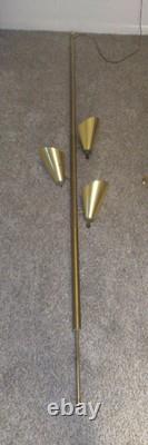 Vintage MCM Tension Pole Lamp, Gold, Mid Century Modern Starlight Cone Atomic