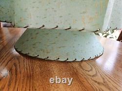 Vintage MCM Tiered Fiberglass Lamp Shade Turquoise/Gold Scalloped 19 1/2 Shade