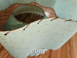 Vintage MCM Tiered Fiberglass Lamp Shade Turquoise/Gold Scalloped 19 1/2 Shade