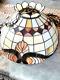 Vintage Mcm Tiffany Style Stained / Slag Glass Pendant Chandelier Lamp Shade