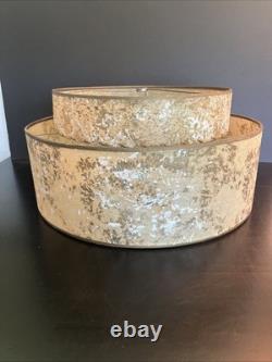 Vintage MCM Two Tier Lamp Shade Atomic Gold Textured Confetti 17.5 Retro Halo