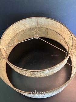 Vintage MCM Two Tier Lamp Shade Atomic Gold Textured Confetti 17.5 Retro Halo