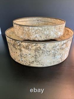 Vintage MCM Two Tier Lamp Shade Atomic Gold Textured Confetti 17.5 Retro Halo