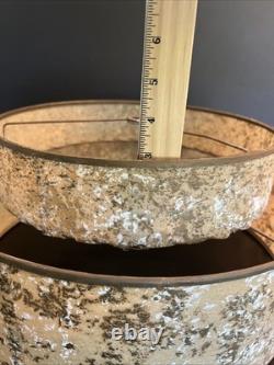 Vintage MCM Two Tier Lamp Shade Atomic Gold Textured Confetti 17.5 Retro Halo