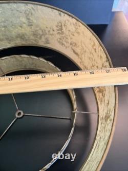 Vintage MCM Two Tier Lamp Shade Atomic Gold Textured Confetti 17.5 Retro Halo