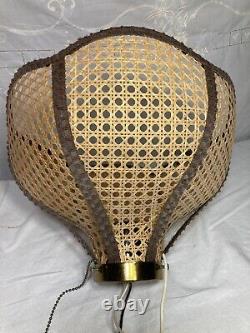 Vintage MCM Wicker Rattan Chandelier Lamp Shade