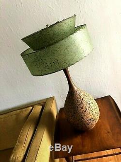 Vintage MID-CENTURY Modern FIBERGLASS Lamp SHADE 2 Tier ATOMIC Green MCM Retro