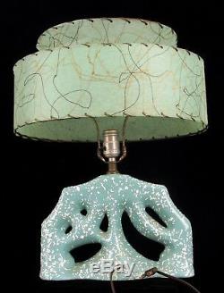 Vintage MID Century Modern Green Ceramic Ballerina & Dancer Lamp Man Woman Shade