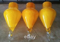 Vintage MID Century Murano Glass Hanging Ceiling Lamp Shade Italy Set Of (3)